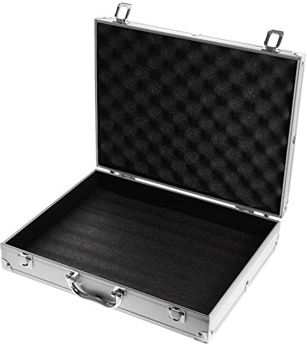 SUPVOX Aluminium-Werkzeugkoffer, abschließbar, für Werkzeuge, Elektronik und Zubehör, strapazierfähiger, silberfarbener Hartschalenkoffer mit Tragegriff, großes Fassungsvermögen, 37 x 29 x 7 cm