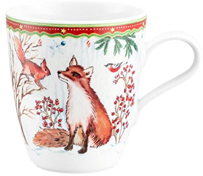 Seltmann - 65299 - Weihnachtsbecher mit Henkel, Waldtiere, Porzellan, 400ml, 1 Stück