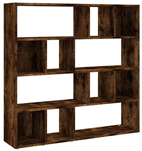 vidaXL Bücherregal Raumteiler Standregal Aktenregal Büroregal Raumtrenner Regal Wandregal Aufbewahrungregal Räuchereiche 105x24x102cm