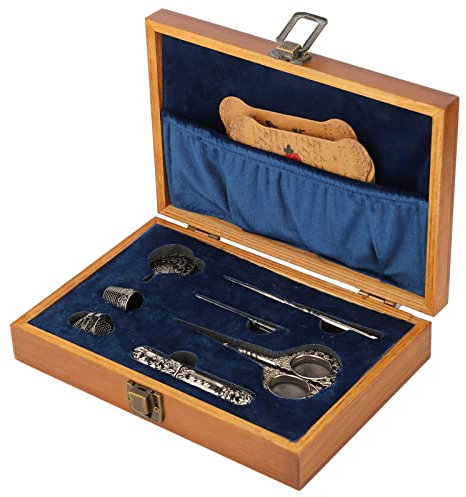 Set di Forbici da Ricamo Vintage, Kit di Forbici per Scatola da Cucito in Acciaio Inossidabile Stile Europeo, Strumenti di Ricamo per Cucire Multifunzionali Includono Artigianato, Opere(D'argento)