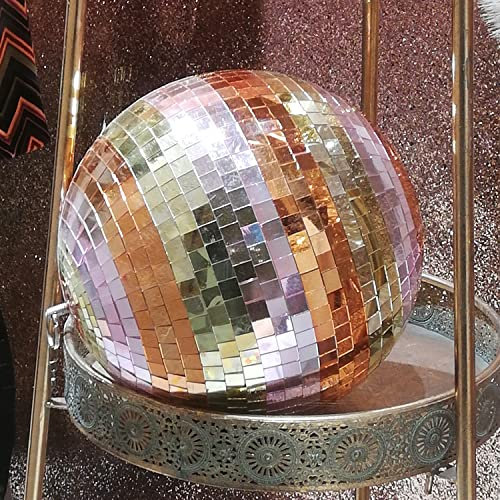 Spiegelkugel pastell - schöne ruhige Farbtöne - Echtglas Discokugel Dekokugel mehrfarbig gestreift (20cm)