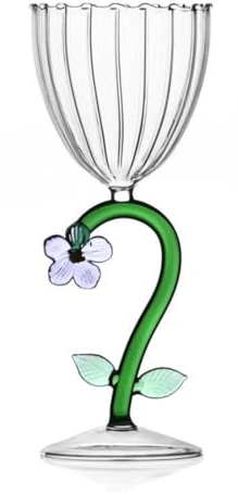 Ichendorf Milano Calice Ottico Fiore Lilla | Collezione Botanica | 28 cl | Vetro Borosilicato | Fatto a Mano