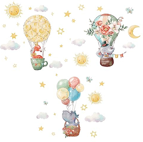 HIMKI 3 Stück Wandsticker Kinderzimmer Wandtattoo für Babyzimmer Kinderzimmer Süße Tiere Wandaufkleber Kindergarten Spielzimmer Schlafzimmer Flur Wanddeko (Flamingo,Nilpferd,männlicher Elefant)