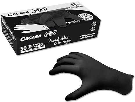 cegasa GUANTES NITRILO NEGRO PRO S/P TALLA P (9-9½) C-50