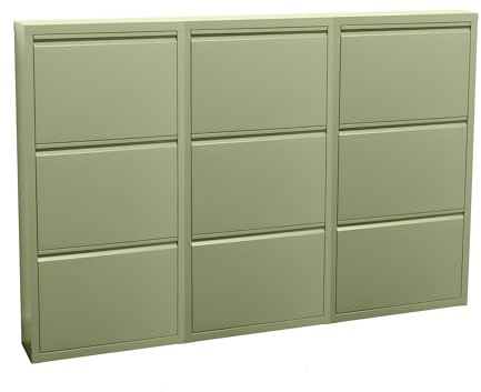 ebuy24 Schuhkommode Schuhkipper Metall Klappschrank - Schuhschrank Pisa 9 Klappen grün 150x106x16 cm für 27 Schuhe schmal hoch