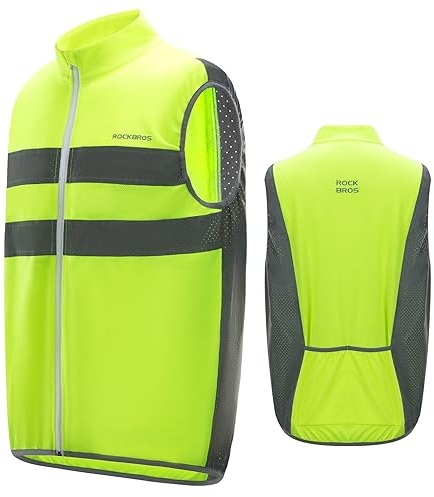 ROCKBROS Reflektierende Fahrradweste Damen Herren Radweste Laufweste für Joggen, Radfahren, Winddicht, Atmungsaktiv 3XL