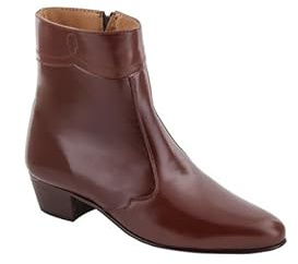 Genérico Stivale corto uomo in pelle caprina cerniera - Stivaletto tacco cubano 4 cm - Ballo Tablao Flamenco Sevillanas - Suola in pelle - MOYA 50 - Made in Almansa, Libano, 45 EU
