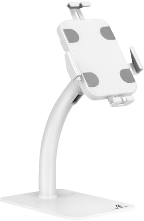 Maclean MC-468 Universal Tablet Halterung mit Sperrfunktion, 7,9 Zoll bis 11 Zoll Tisch- oder Wandmontage Stabiler Tischständer für Tablets Anti-Diebstahl-Sicherung, für Werbezwecke (Weiß)
