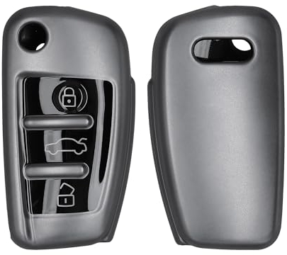 kwmobile Autoschlüssel Hülle kompatibel mit Audi 3-Tasten Klappschlüssel - Schlüsselhülle Silikon Cover - Schwarz matt Schwarz