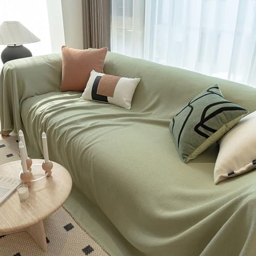 ANAZOZ Sofaüberwurf 3 Sitzer, Couchbezug Chenille Einfarbig Grün Couchbezug Wohnlandschaft 185x300