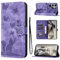 LSPCASA Handyhülle für Samsung Galaxy S24 Ultra 5G Pu Premium Leder mit Standfunktion Kartenschlitzen Flip Hülle kompatibel für Galaxy S24 Ultra Katzen Schmetterlingsmuster - Lila