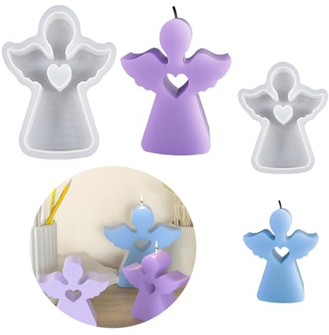 gotyou Lot de 2 Moules en silicone en forme d'ange 3D, Moule à bougie en forme d'ange, Moule à bougie en silicone, Moule en silicone pour bougies pour bougies en cire de soja, savon, plâtre