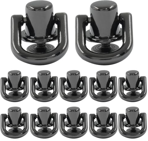 Piutouyar 12 anelli a D neri luminosi per borsa, anello a D in metallo, vite a perno a testa sferica, girevoli a 360 gradi, rivetti per portafogli, scarpe, borchie, pelle, artigianato fai da te