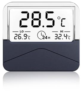 Aquarium Thermometer, Digital Aquarien Thermometer mit LCD-Display zum Kleben von außen, Touchscreen/Flash-Alarm, ℃/℉ Umschaltbar, für Süßwasser und Meerwasser