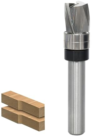 AKYLIN Spiral Bündigfräser 8mm Schaft，Down Cut Spiralfräser Fräser für Oberfräse，12mm Schnittdurchmesser，12.7mm Schnittlänge，Spiralgenutet Unten Kugellager Holzfräser zum Schneiden von Holz