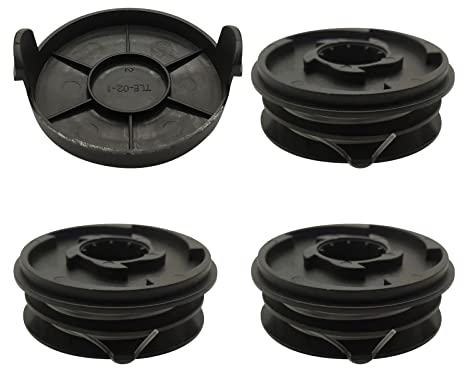 GC-ET 4530 Rasentrimmer Spule für EINhell, Ersatzfadenspule Kompatibel mit EINhell RTV 400, RTV 550, RTV 550/1, 2mm 10m, Rasentrimmer-Zubehör (3 Spule + 1 Abdeckung)