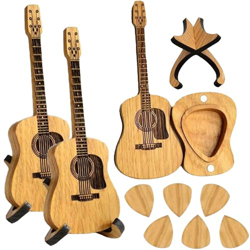 Premium Gitarren-Plektren, Holz-Plektrumbox für Akustikgitarre, 6 Stück Gitarrenplektren