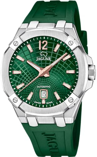 JAGUAR Swiss Made Automatik Herrenuhr Kautschuk Grün - Datum, Saphirglas - Wasserdicht 10 ATM - J1030/3 Automatic | Herrenuhr, Kalender, Saphirglas, hohe Widerstandsfähigkeit, wasserdicht 10 ATM J1030/3 Automatik