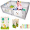 PARVULI Parque Infantil Bebe 120x180cm - Corralito Bebe con 6 agarraderas y Alfombra de Juegos Acolchada - Parque Bebes para Casa Plegable con Malla Transpirable y Vayas con Protecciones