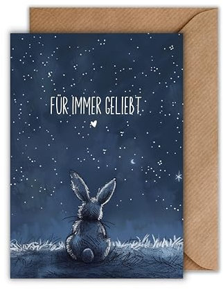 WBdesignz Schöne Sternenkind Karte mit Umschlag - Einfühlsame Gedenkkarte Für immer Geliebt Aufrichtige Kondolenzkarte Baby Liebevolle Beileidskarte Kindstod Verlust Kind Fehlgeburt Beileid (DIN A6)