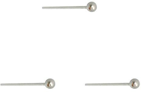 DENI 3 gerader Nasenstecker aus Silber mit kleiner Kugel Durchmesser 1,5 mm und dünner Stab mit einer Dicke von 0,6 mm., Silber