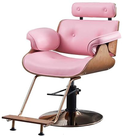 MIDUOLAI Chaise Hydraulique, pour Entreprise Ou Maison, pour Coiffeur, Chaise De Barbier, Hauteur RéGlable, Chaises De Salon Hydrauliques en Cuir PU,Rose,Gold Discs