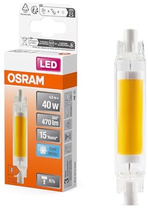 OSRAM LED Slim Line schlanke multicolor LED-Lampe mit R7s-Retrofit-Sockel, 4.5 W / 470 lm, klar, kaltweißes Licht mit 4000 K, nicht-dimmbar, IP20, bleifreies Glas, 16 mm Durchmesser.