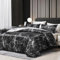 Boqingzhu Satin Bettwäsche 220x240cm Schwarz Weiß Grau Marmor Optik Muster Modern Aesthetic Edel Seide Wende Bettwäsche Set Sommer Winter Doppelbett Bettbezug und Kissenbezug 80 x 80 cm