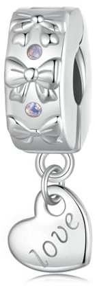 Stopper Bead für Pandora Armbänder, 925er Sterling-Silber, Schleife, Herz, Clip, Abstandshalter, Charm für Armband