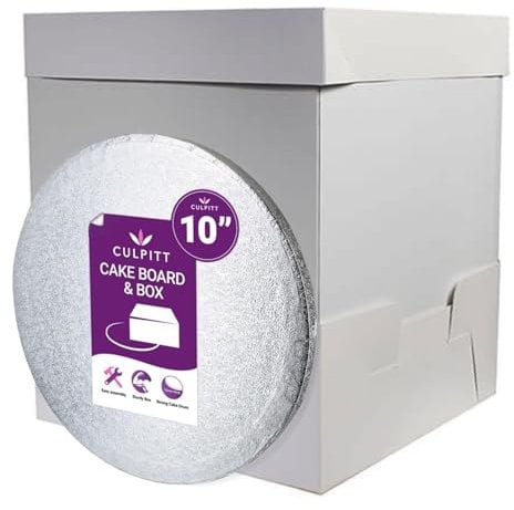 Culpitt 10 x 16 Extra Tall Cake Box & Board Set | 10 Drum, Box, and 16 Extension Cards | Decorated or Tiered Transport and Protection