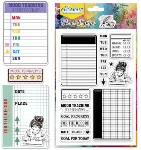 CHGCRAFT Notebook Clear Stamps Tagebuch Transparente Silikonstempel für Kartenherstellung Silikon Clear Stamp Dichtungen für Karten Stempel machen DIY Scrapbooking Foto Journal Album