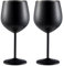 Sporgo 2er Edelstahl Weingläser Set: 500ml Weinglas Rotweingläser, Bruchsichere Weingläser Champagner und Cocktailgläser, für Poolpartys, Jubiläen, Strandpartys (Schwarz)