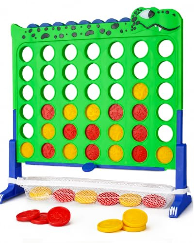 CT SPORTS Dinosaur 4-in-a-Row Connect Game for Kids – 1.1 FT Strategy Board Game Themed Topper, Portable & Collapsible Travel Game, for Boys and Girls Ages 3+, Family Fun for All Ages