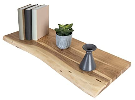 SAM Holzplatte 70x30 cm Arya, Holzbrett Akazie massiv + naturfarben, Baumkanten-Platte für Heimwerker, Regale & Fensterbretter, einseitige Baumkante