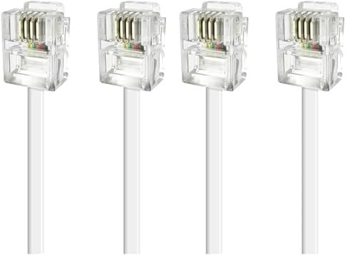 APM 570840 - Cordon ADSL Rj11 Mâle/Mâle de couleur Blanc 2M - Cordon doux et flexible pour relier à un boîtier ou un modem ADSL (Lot de 2)