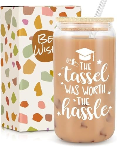 VivaJoy Graduation Gifts, Graduations Presents, Creative Novelty 16 Oz Glass with Cute and Intellectually Designed Patterns, Gift for Her, Daughter, Friend, Sister, Niece, Granddaughter