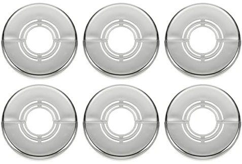 sourcing map 6pcs Wall Split Flange 0.39 (10mm) Plastic Round Adjustable Split Flange Pipe Cover Clip-on Escutcheon Collar Under Sink Pipe Radiator for Bathroom Kitchen Toilet, Silver