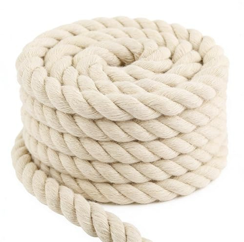 Cordon en Coton pour macramé - 12 mm et 10 m - Corde épaisse | Corde en coton épaisse - blanche polyvalente - décorative pour bricolage, artisanat, décoration