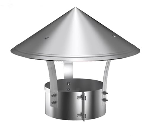 Edelstahl Schornstein Rauchrohr Kaminaufsatz, Edelstahl Dach-Regenkappe (Innendurchmesser 90mm-240mm), Runder Dach Regenhaube, Silber Wetterschutz, Allwetter Schornsteinkappe(90mm/3.55in(201))