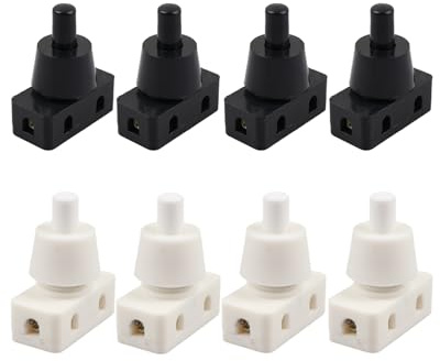 Lot de 8 interrupteurs à bouton-poussoir, 220 V, 10 A, 220 V, 220 V, 3 x 2,5 x 1 cm, convient pour les appareils ménagers, les interrupteurs d'alimentation, les appareils d'éclairage, les