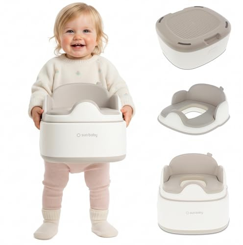 SUN BABY Pot 3-en-1 Enfant 1-6 Ans - Blanc-Gris | Pot, réducteur et marchepied