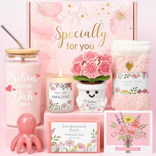 JORTINE Geschenke für Frauen,Schön Dass es Dich Gibt Geschenkset | Trinkgläser Geburtstagsgeschenk für Beste Freundin Schwester Ehefrau Kollegin,Entspannung Geschenk Frauen,Damen Geschenkideen