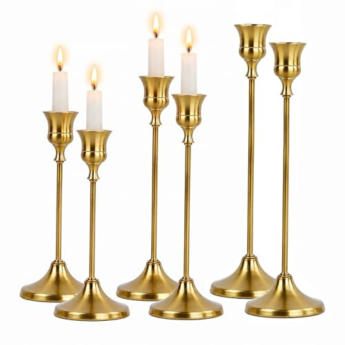 6 Teiliger Kerzenständer Gold Set, Aluminium & Eisen