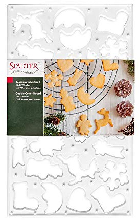 Städter Keksausstecher 37 x 22 cm Weiß mit 9 Motiven,