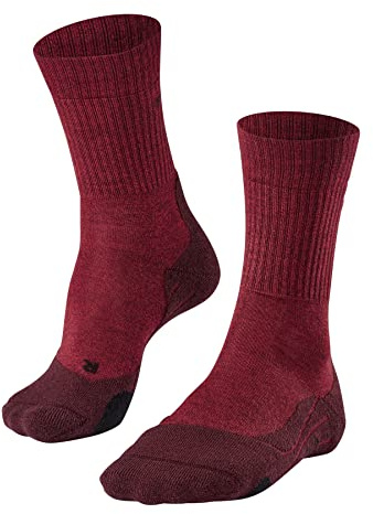 FALKE Women's TK2 Explore Wool Hiking Socks, Merino, Breathable Quick Dry, Mid Calf, Medium Padding, Athletic Sock, Red (Scarlet 8280), 9.5-10.5, 1 Pair
