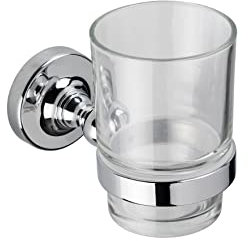 Croydex QM461841 Glue-Fix Worcester Tumbler and Holder, Easy Fit No Drilling No Tools,Silver