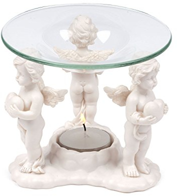 pajoma Engel Duftlampe Herzensengel aus Kunstharz und Glas, L 11,8 x B 11,8 x H 10,5 cm