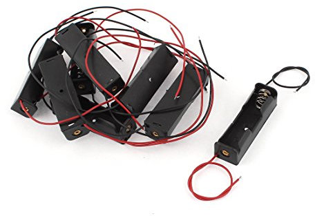 Sourcingmap 8 Pcs 2 Cables Black Plastic 1.5V AA Holder Battery Cell Case For DIY