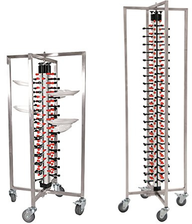getgastro Tellerhalter, Tellerstapelsystem, mit Rollen, optional für 48 oder 84 Teller wählbar, Tischmodell, Aluminium/Stahl/ABS/Polypropylen, Premium Qualität (A1 - Für 48 Teller)