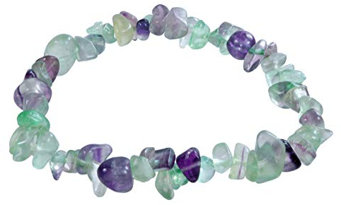 Lebensquelle Plus bunter Fluorit Splitterarmband | Handgefertigtes Elastisches Stretch Splitter Armband | Echter natürlicher Edelstein (Fluorit)